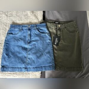 2 BRAND NEW Denim and Olive Skirt Set
